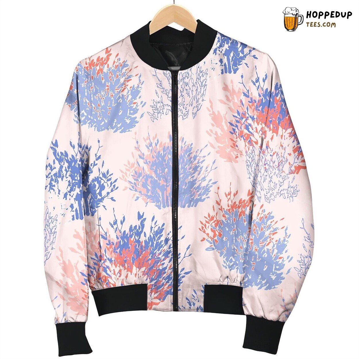 Abstract Graphic Seamless Pattern Bushes Bomber Jacket
