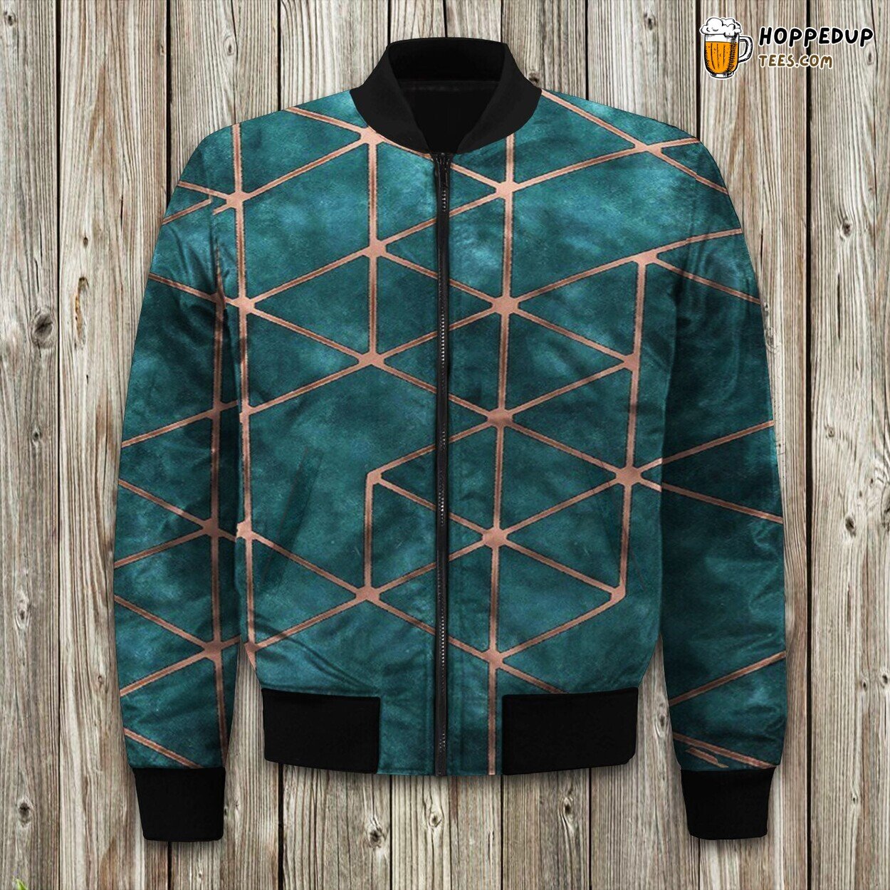 Abstract Green Gold Design Fashion Winter Bomber Jacket Exclusive Edition
