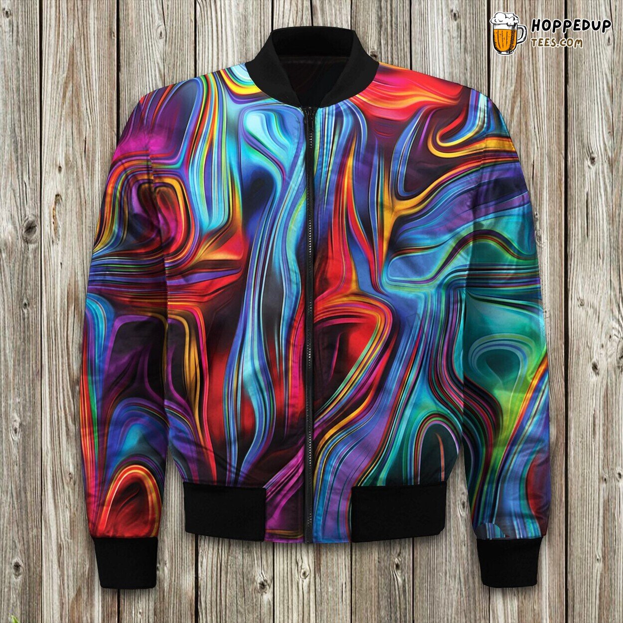 Abstract Hippie Tie Dye Bomber Jacket