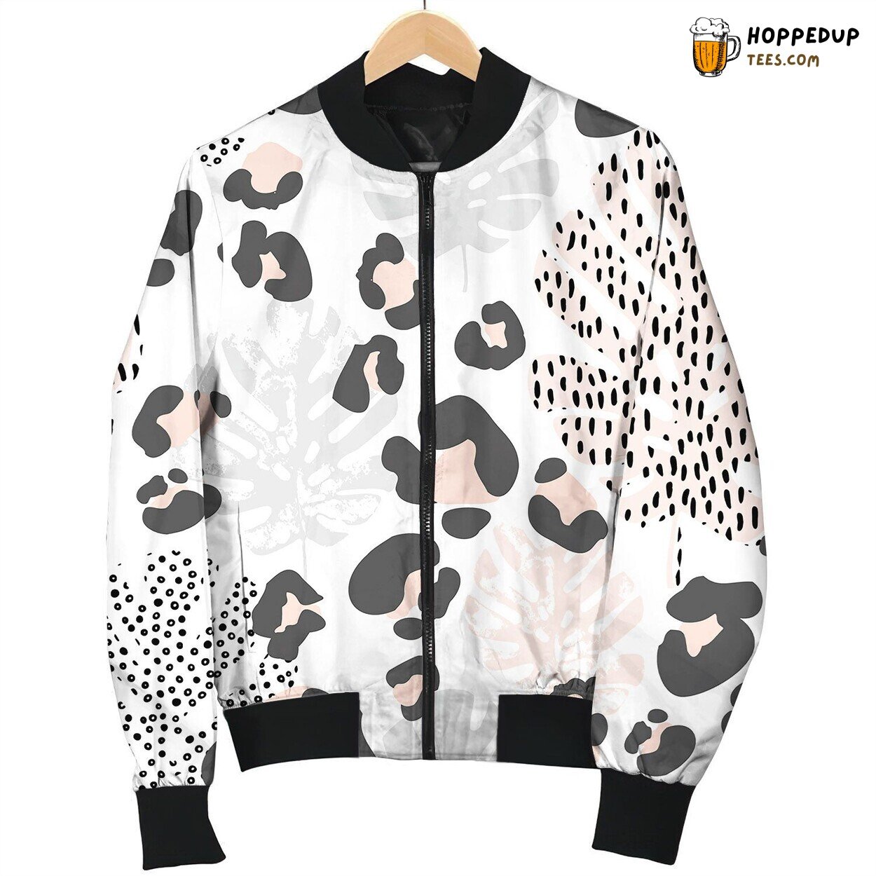 Abstract Modern Art With Tropical Leaves Grunge Bomber Jacket