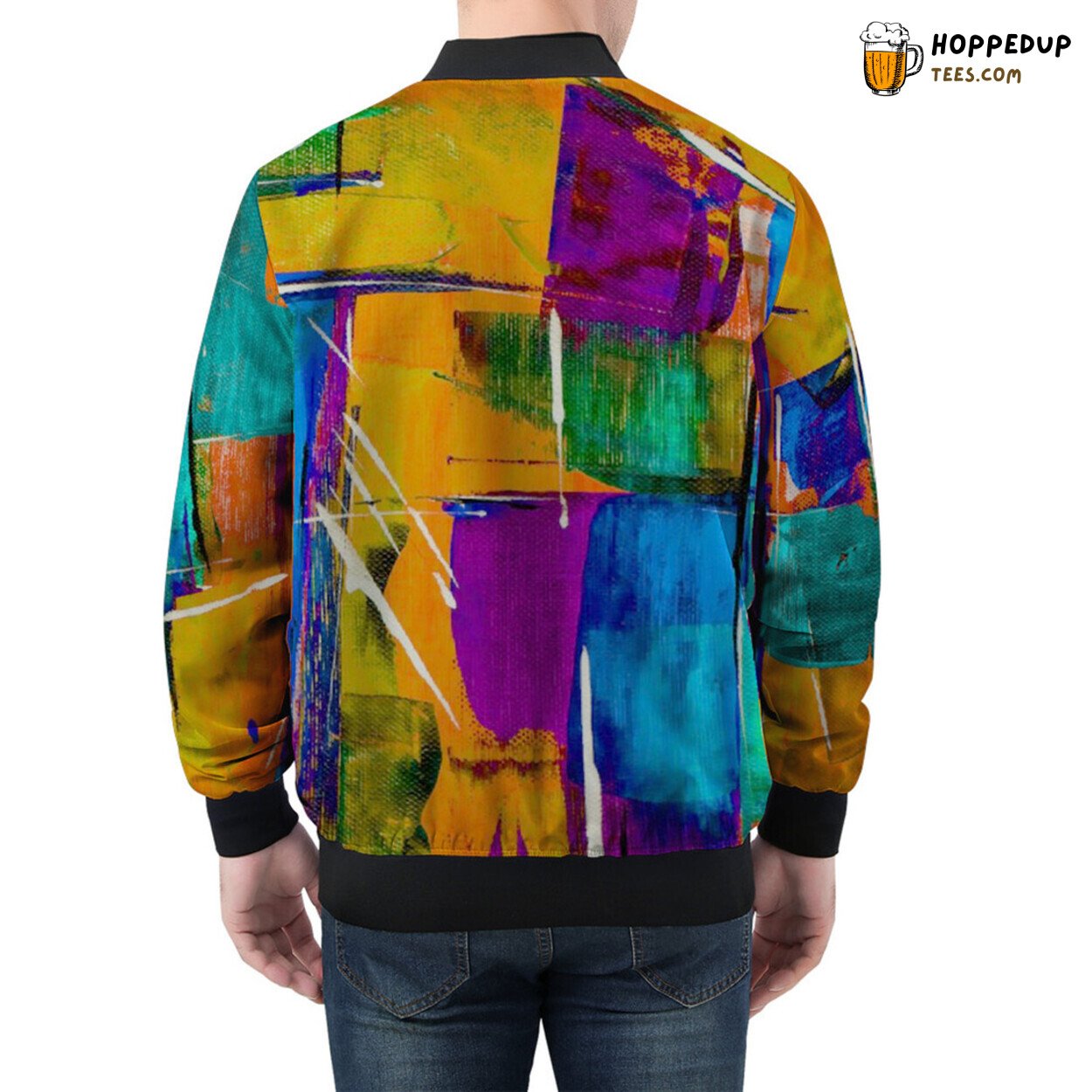 Abstract Modern Creativity Defines Men’s Artistic Bomber Jacket