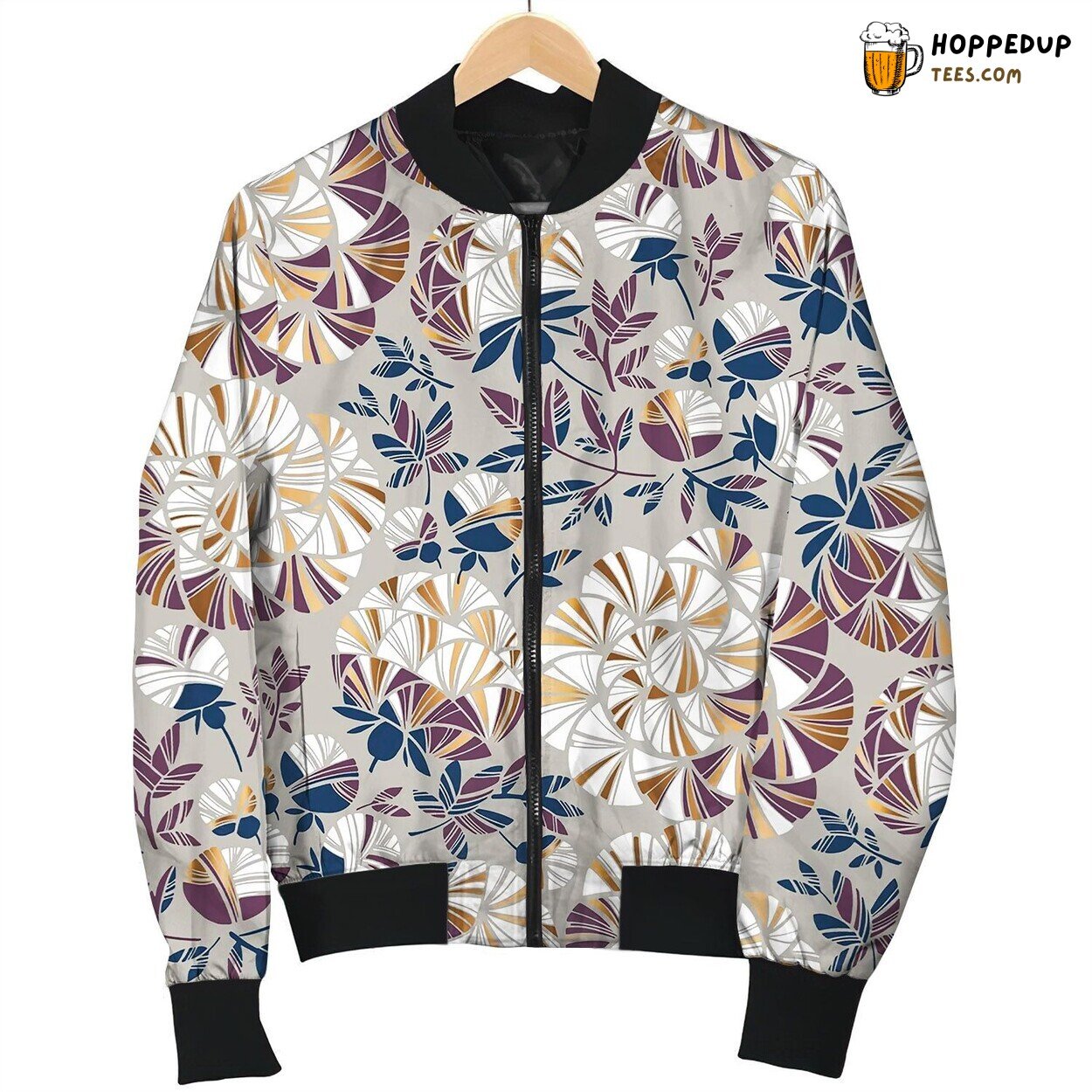 Abstract New Retro Style Peony Seamless Pattern Bomber Jacket