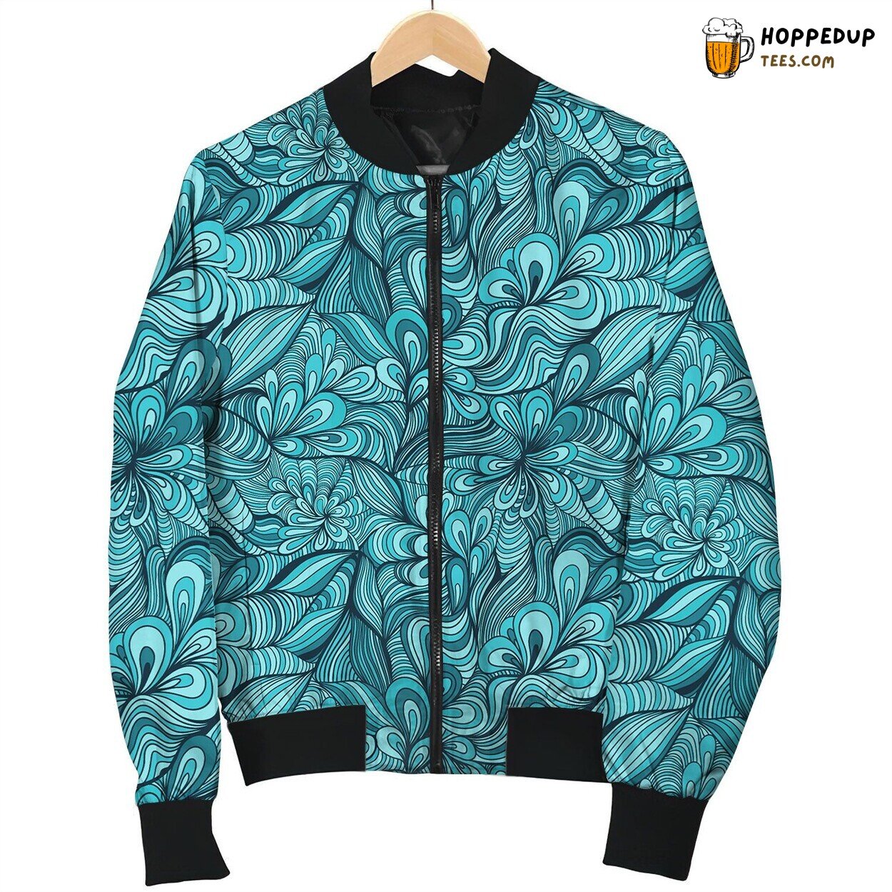 Abstract Ocean Waves Bomber Jacket