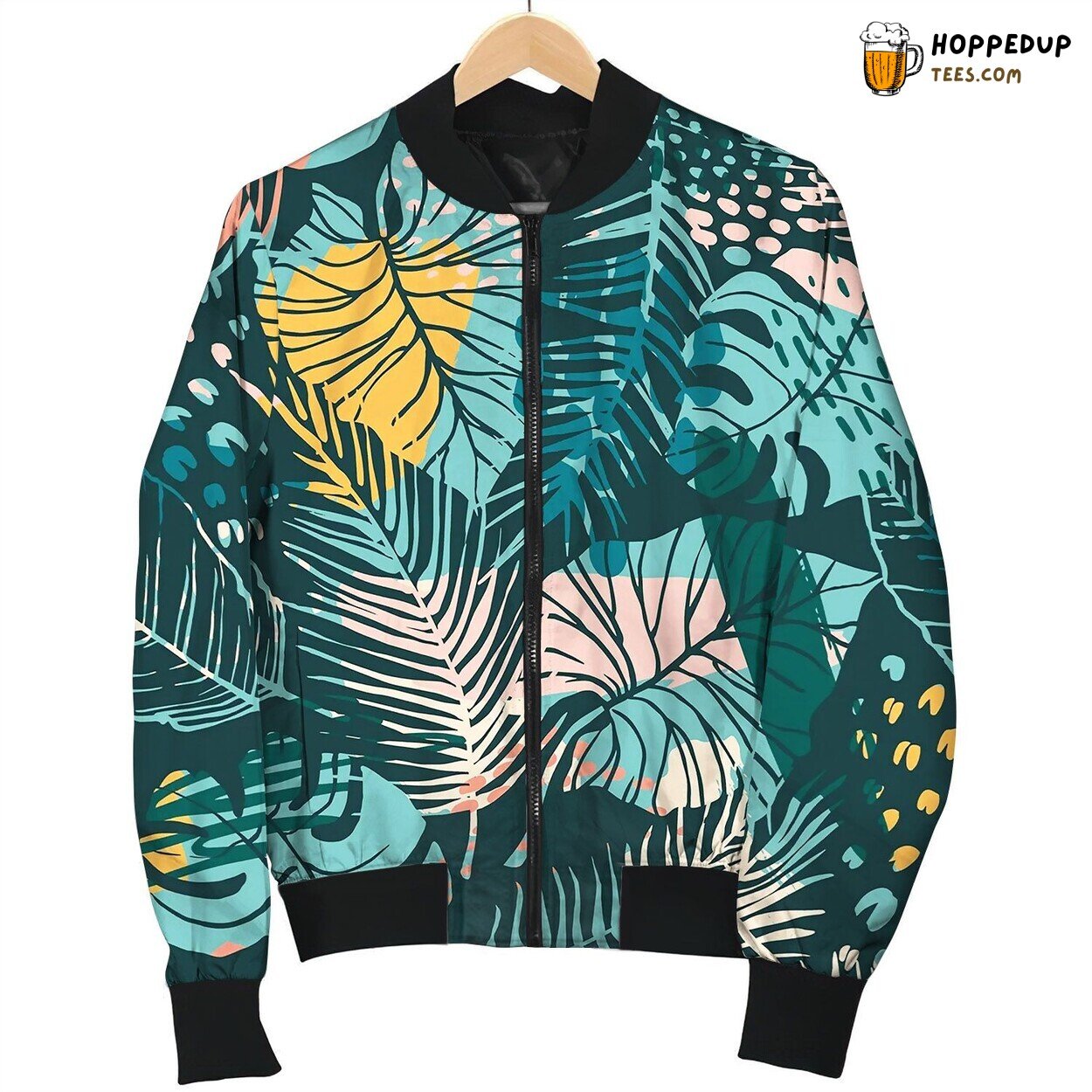 Abstract Pattern Tropical Bomber Jacket