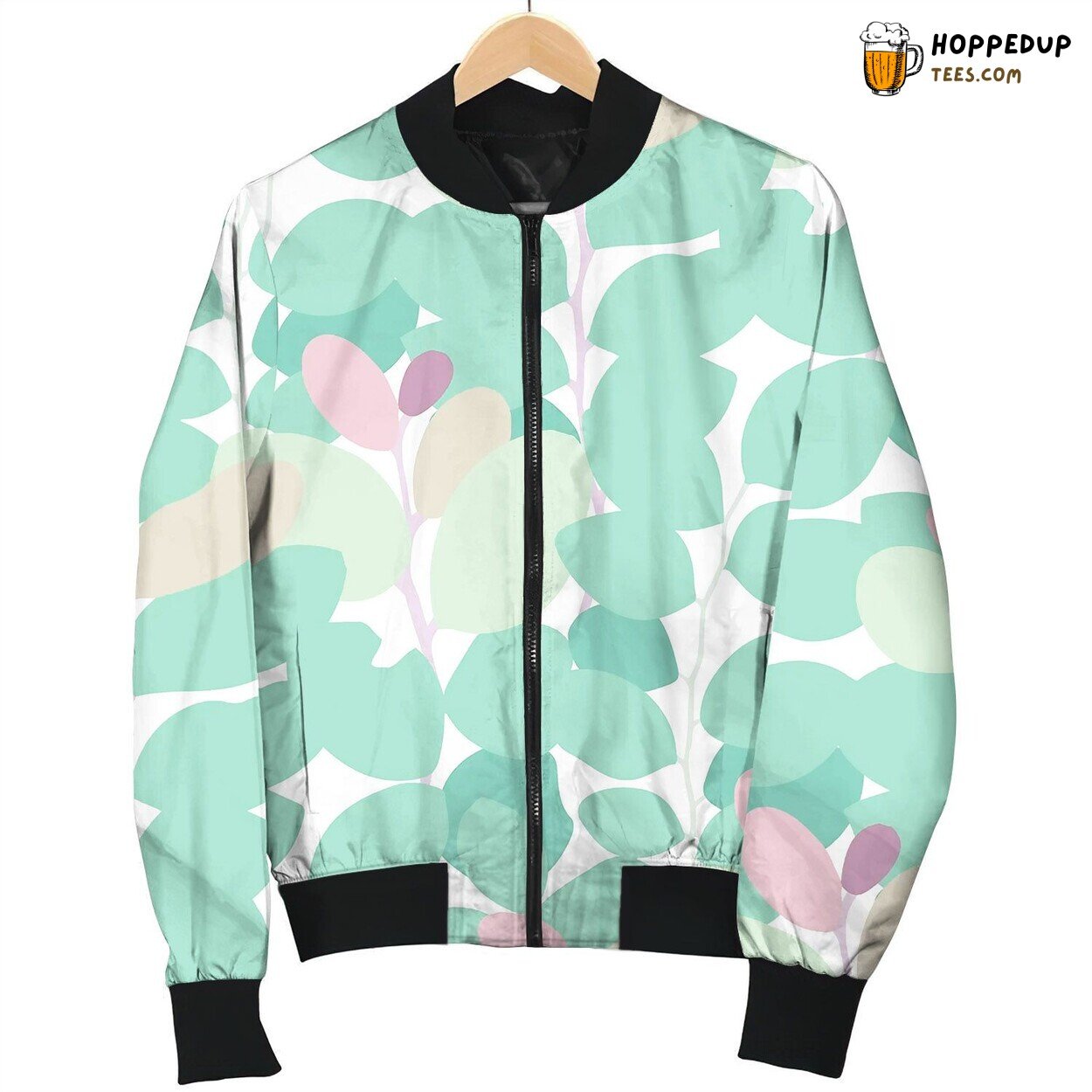 Abstract Seamless Pattern Of Exotic Leaves Bomber Jacket