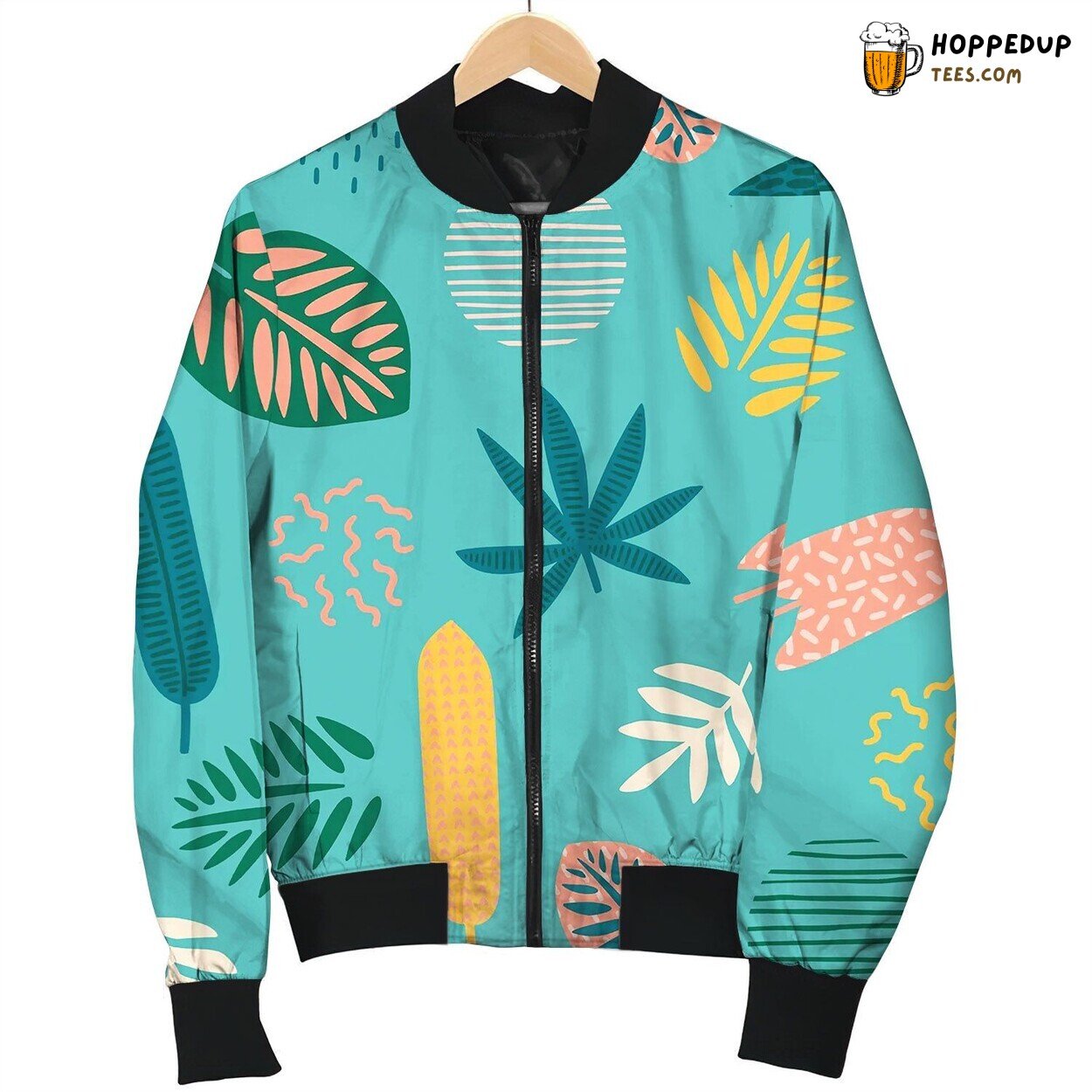 Abstract Seamless Pattern With Tropical Leaves Hapy Bomber Jacket