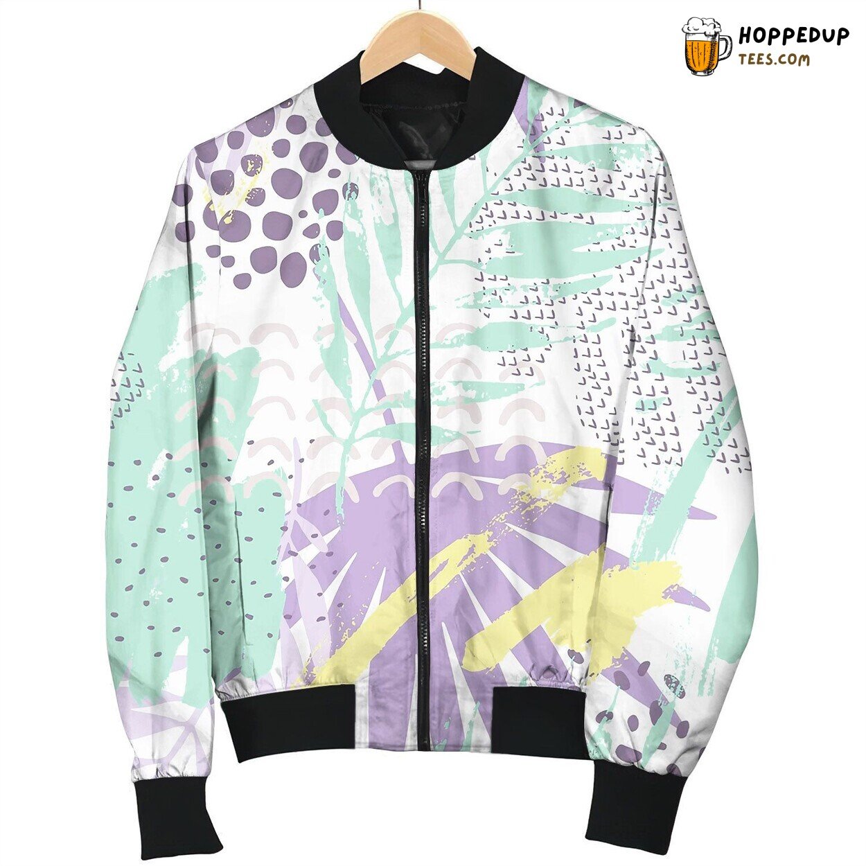 Abstract Tropical Drawing In Pastel Color Palette Bomber Jacket