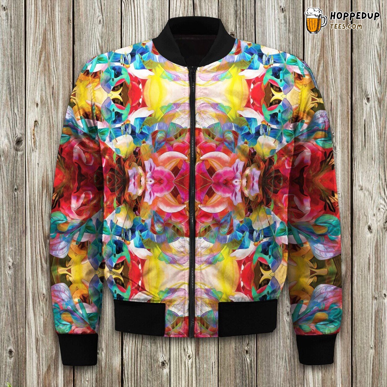 Abtract Floral Color Bomber Jacket