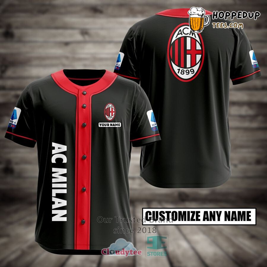AC Milan Custom Name Black Red Baseball Jersey Unisex Shirt