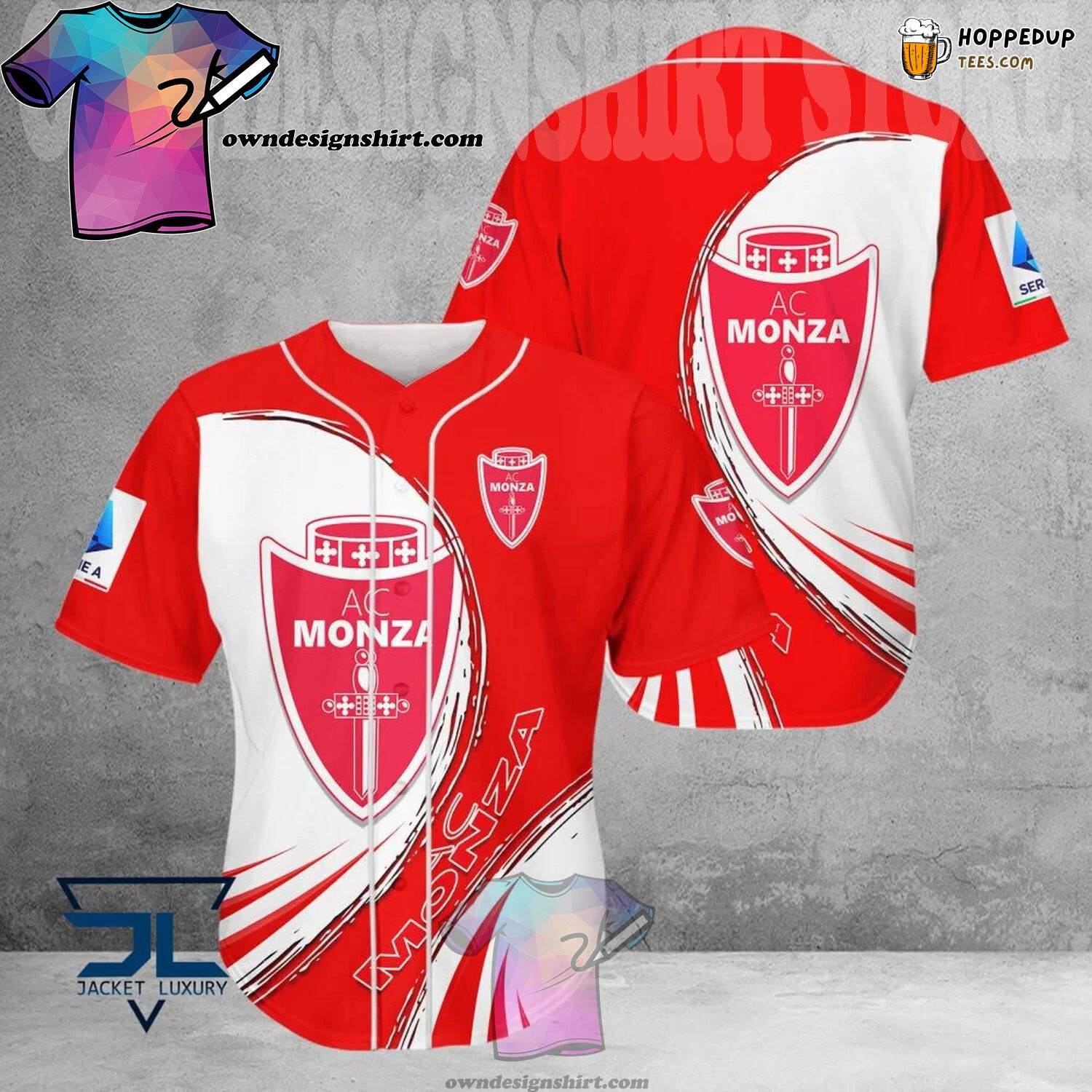 AC Monza Colors Red White Unisex Baseball Jersey Supporters Gear