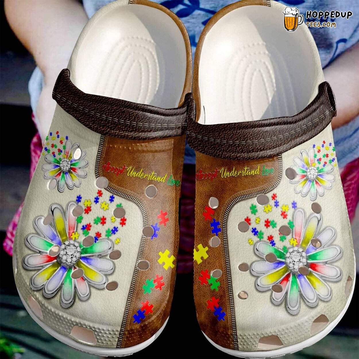 Accept Understand Love Autism Awareness Sunflower Puzzle Custom Shoes