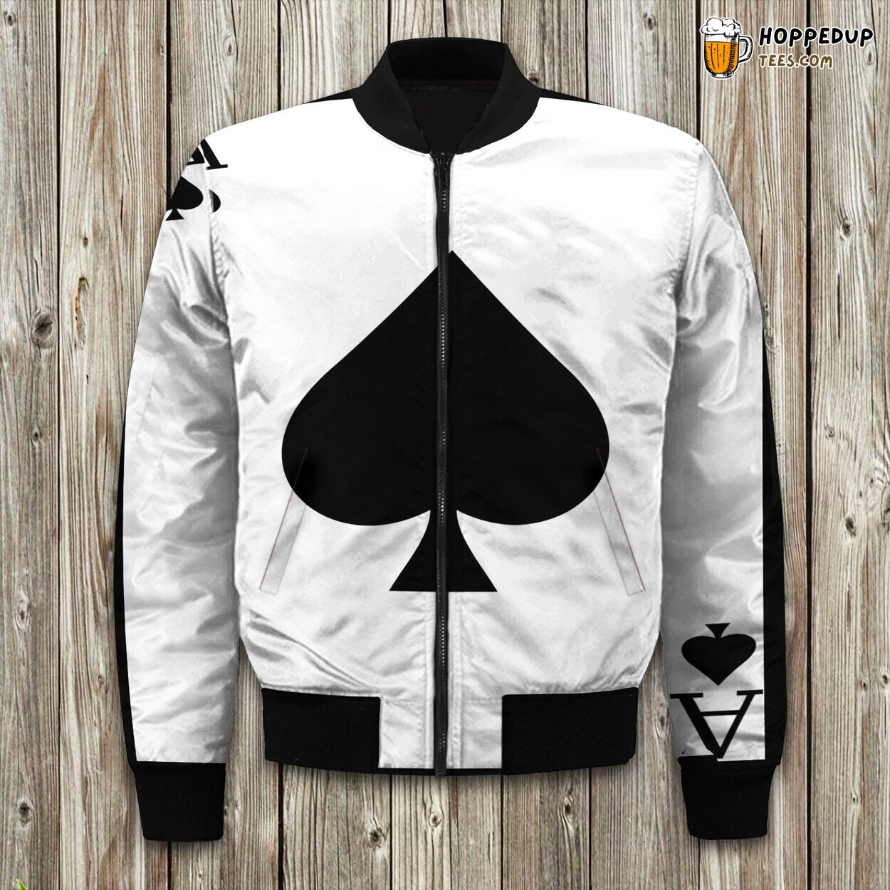 Ace Of Spade Themed Winter Bomber Jacket Exclusively Tailored Precision