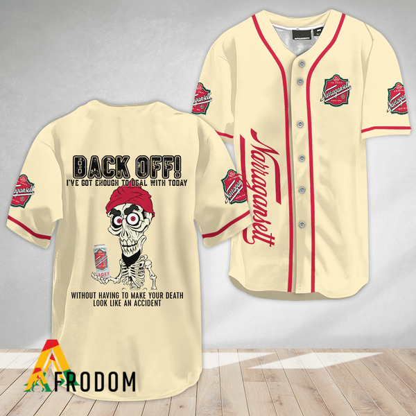Achmed Back Off With Narragansett Beer Baseball Jersey HU