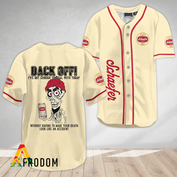 Achmed Back Off With Schaefer Beer Baseball Jersey HU