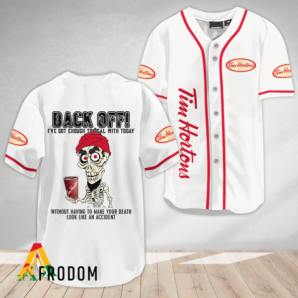 Achmed Back Off With Tim Hortons Baseball Jersey HU Achmed Back Off With Tim Hortons Baseball Jersey HU