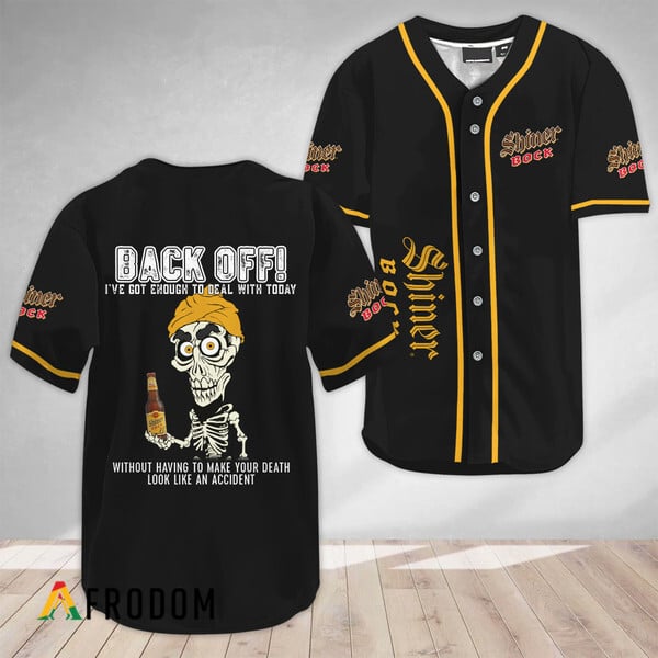 Achmed Shiner Bock Beer Back Off Baseball Jersey HU