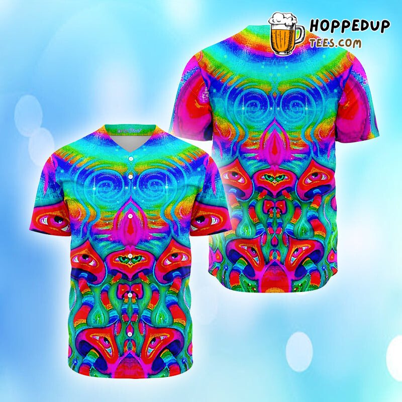 Acid Mushrooms Baseball Tee Jersey Shirt Printed 3D