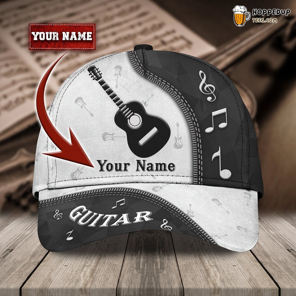 Acoustic Guitar 3D Classic Cap Personalized Name Unique Design Look