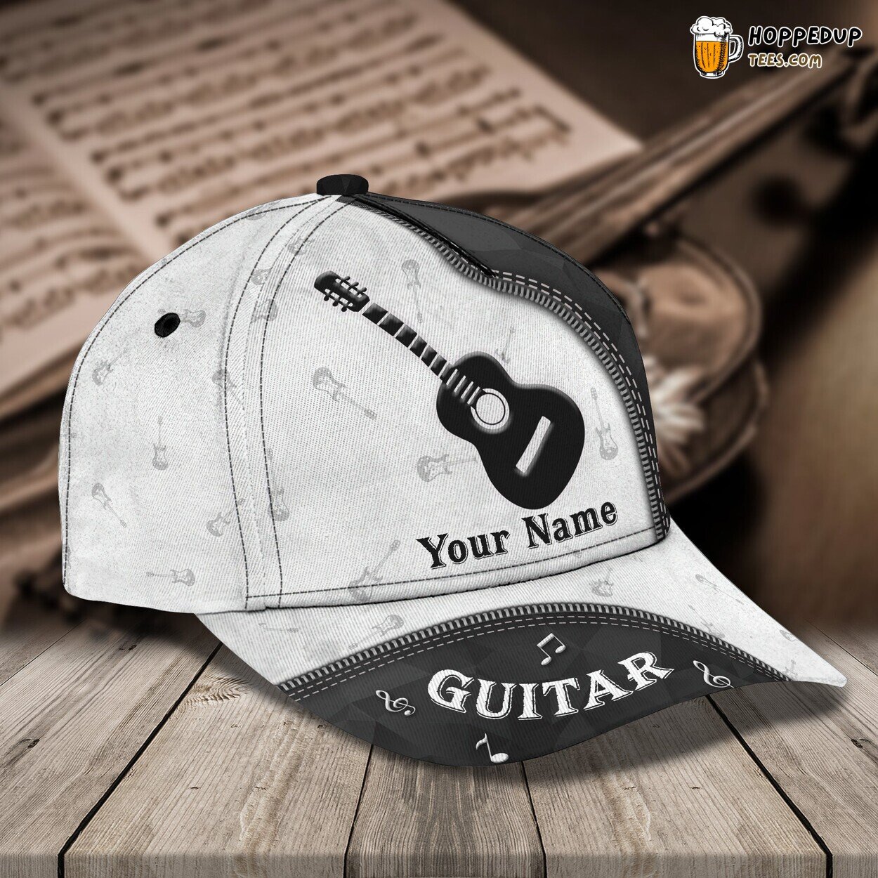 Acoustic Guitar 3D Classic Cap Personalized Name Unique Design Look