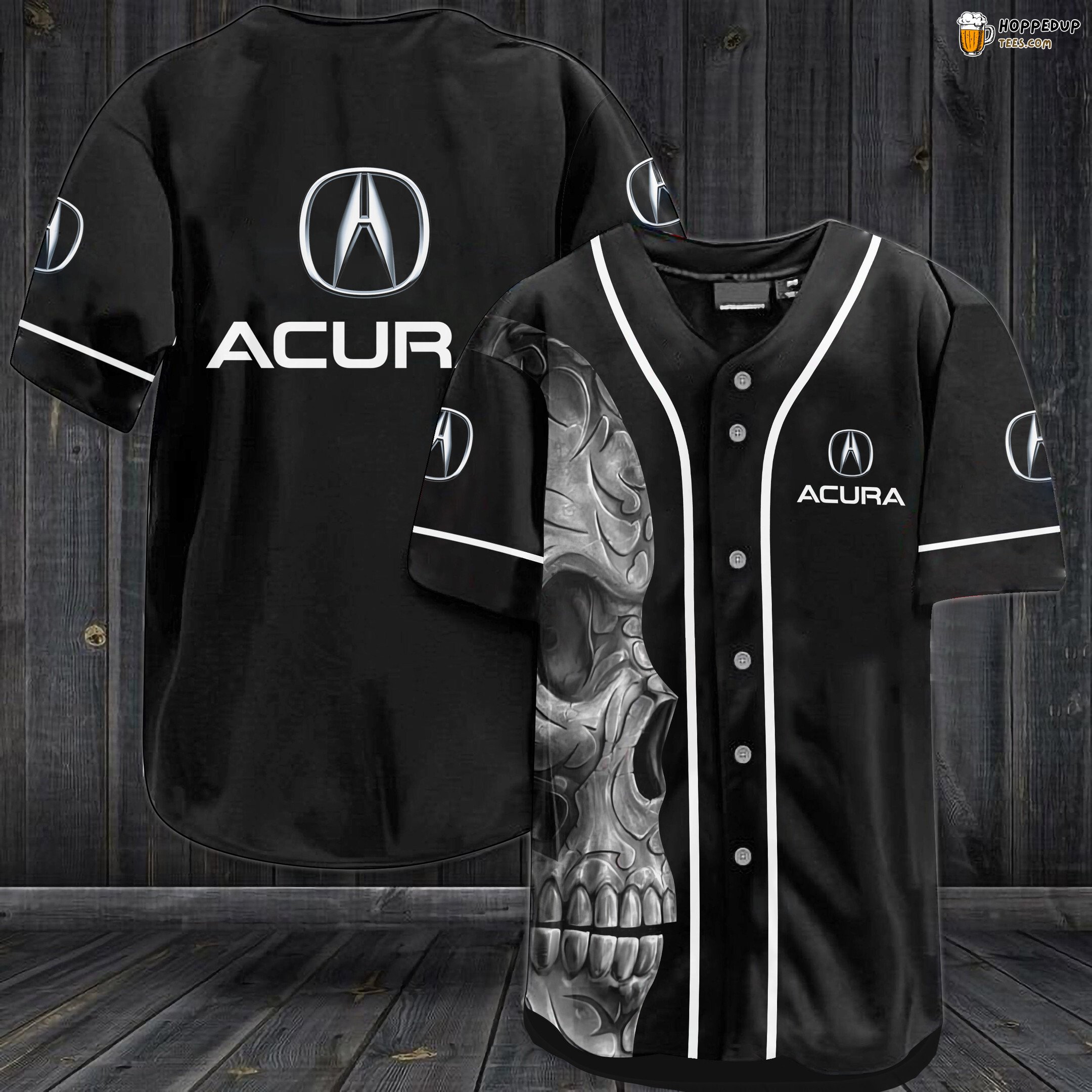 Acura Skull Baseball Jersey Black Unisex Jersey Shirt