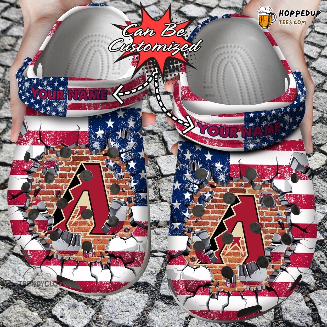 ADiamondbacks Baseball American Flag Wall Breaking Personalized Clogs