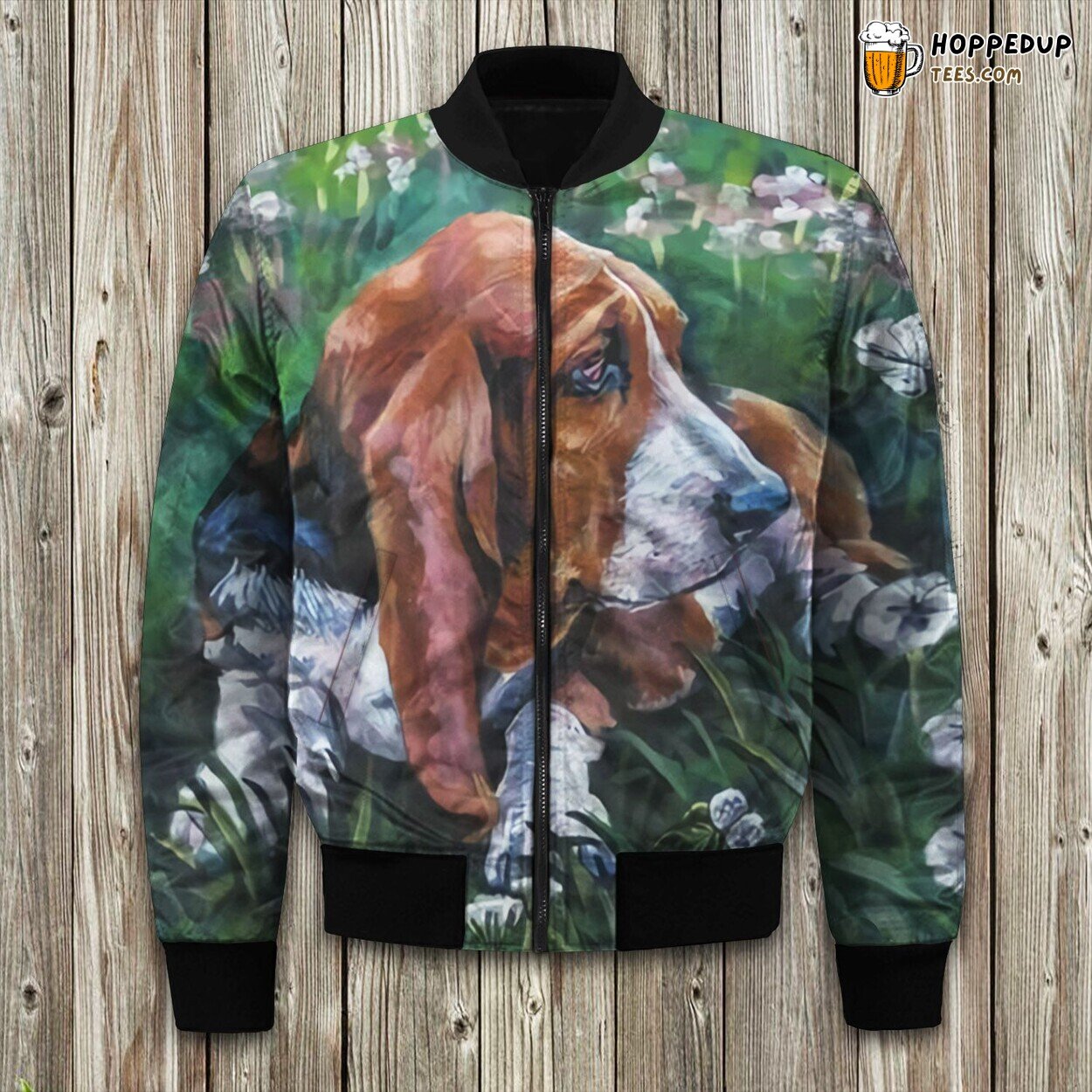 Adorable Basset Hound Winter Bomber Jacket Tailored Unique Elegance Design