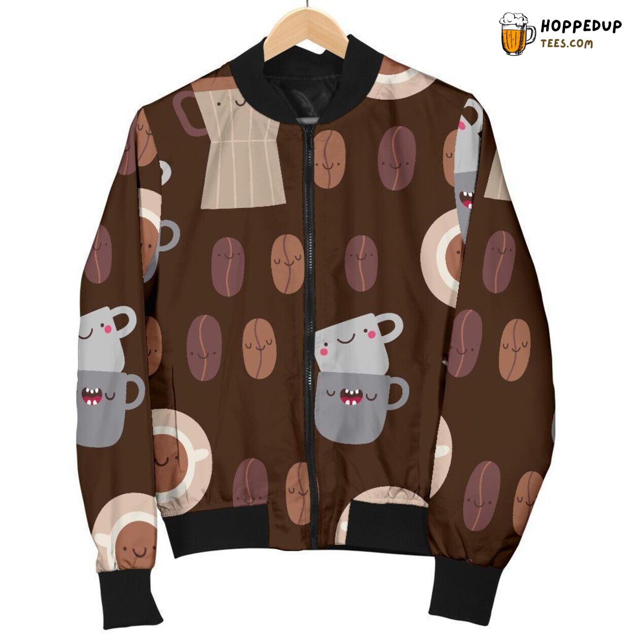 Adorable Coffee Charm Men’s Bomber Jacket Unique Essence Pattern Showcase