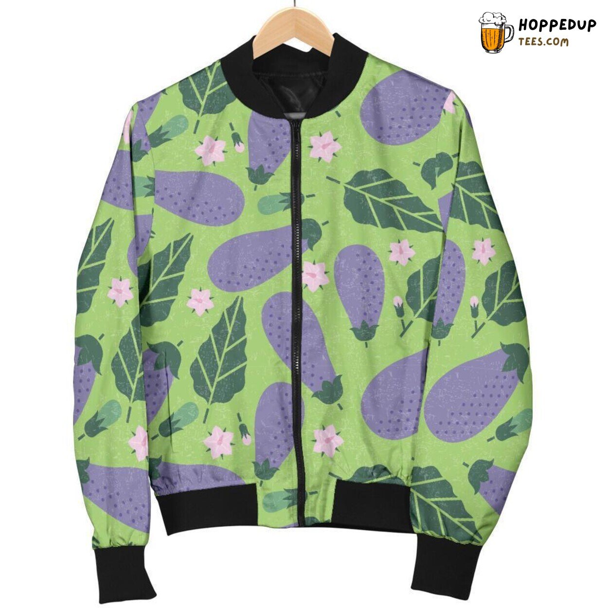 Adorable Eggplant Display Men’s Bomber Jacket Unique Pattern Design Essence