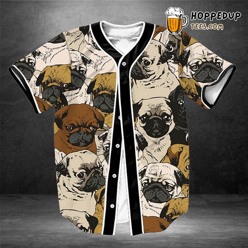 Adorable Lovely Pugs Dog 3D Printed Baseball Jersey Canine Love