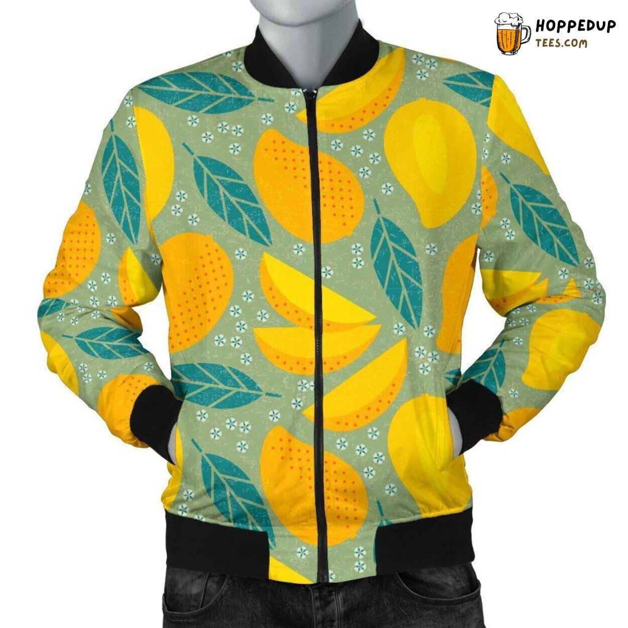 Adorable Mango Delight Men’s Bomber Jacket Cute Unique Pattern Design Art