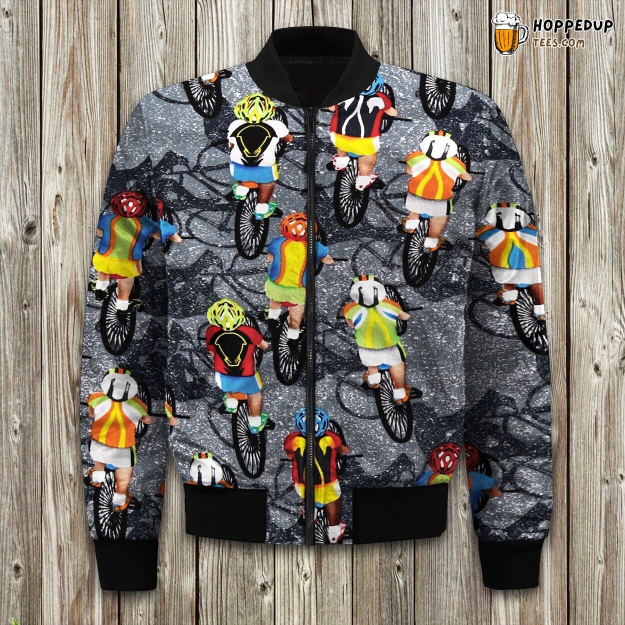 Adrenaline Packed Bike Racing Inspired Winter Bomber Jacket Art