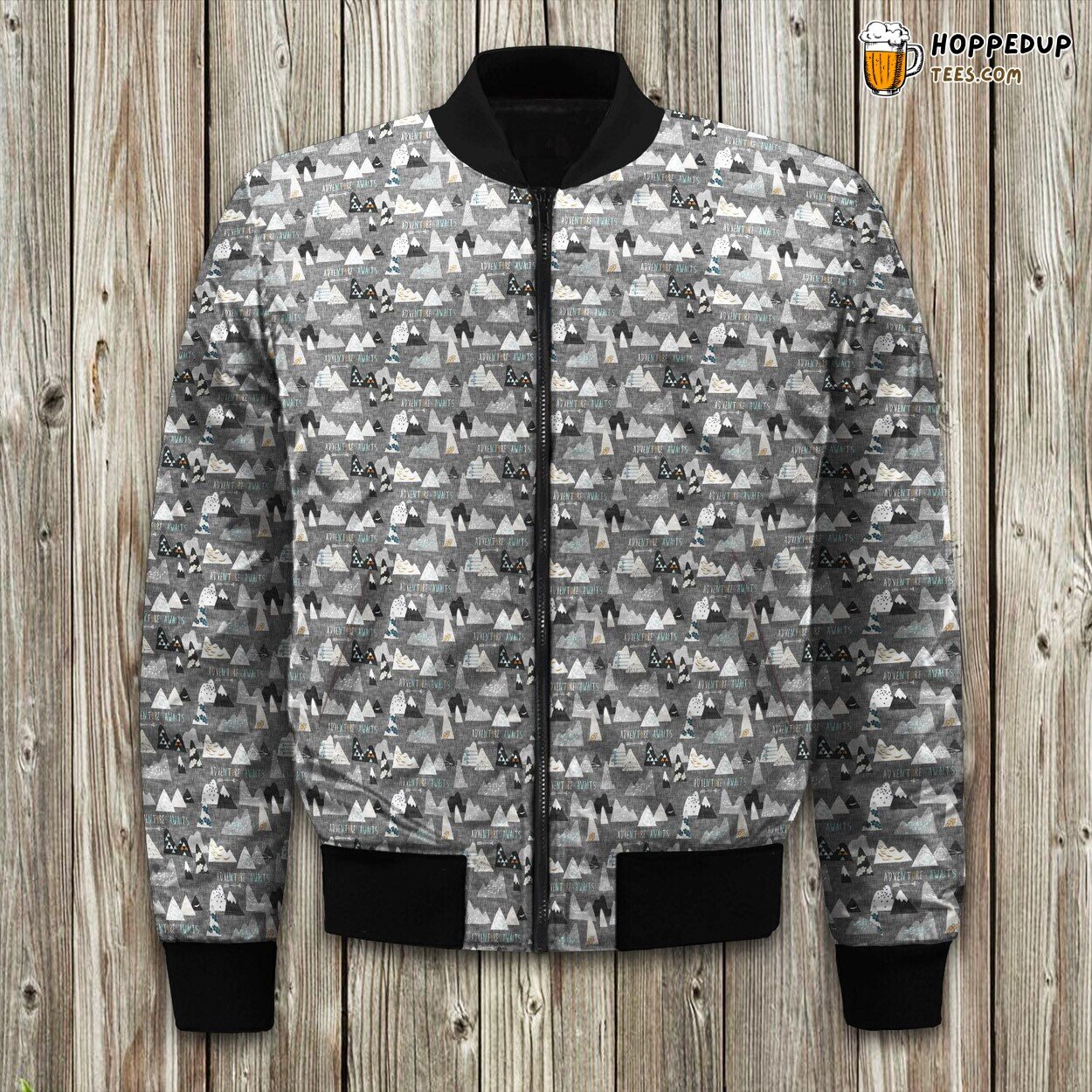 Adventure Awaits Charcoal Regular Bomber Jacket
