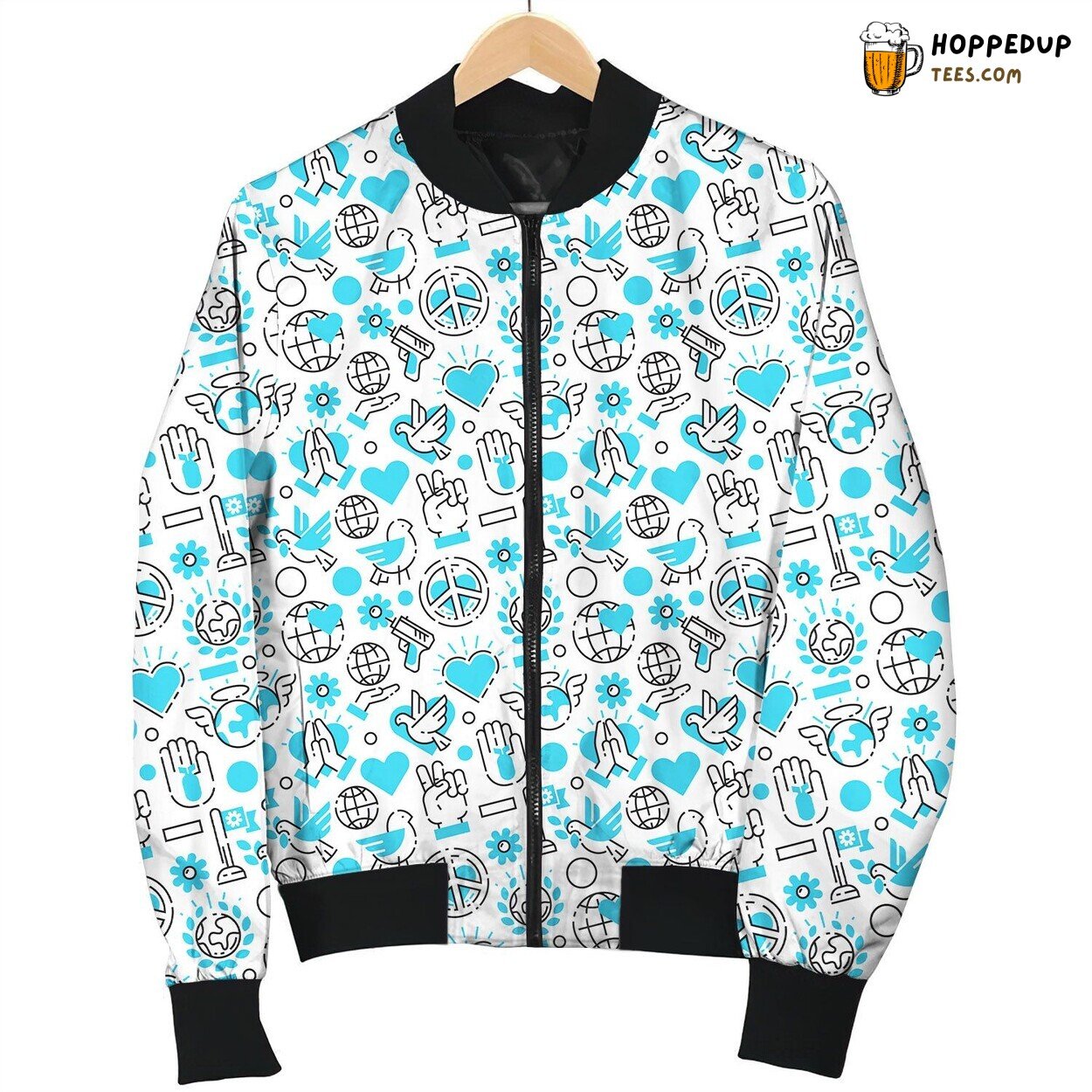 Advocate Peace Through Sign Art Winter Bomber Jacket Expressive Trend