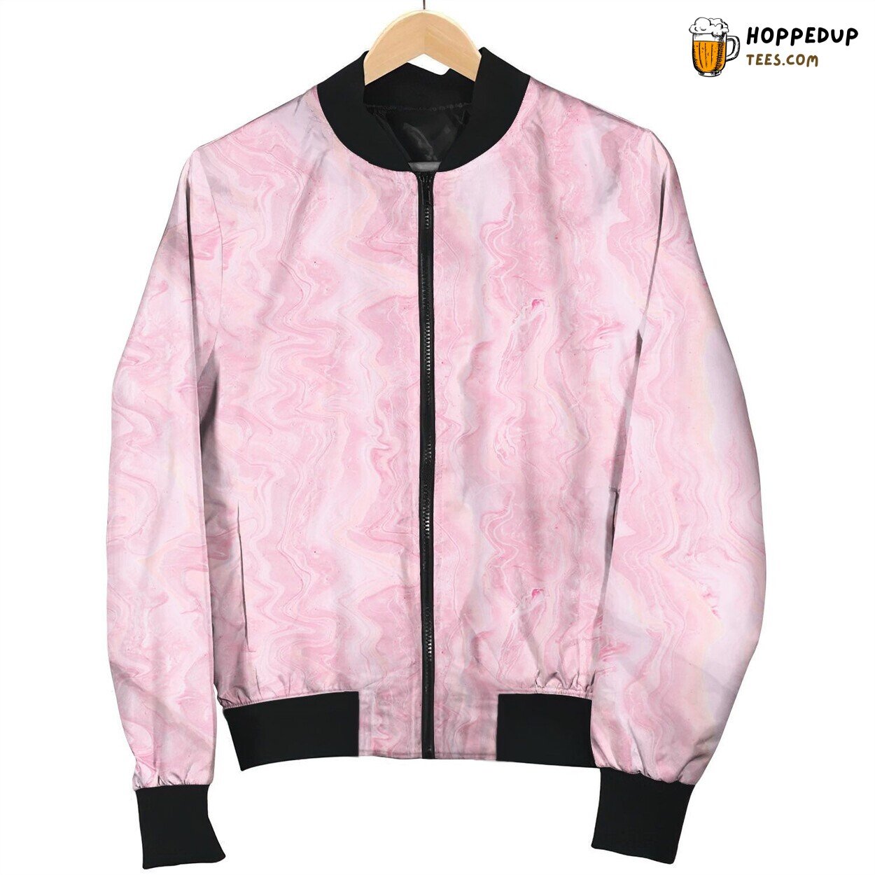 Aesthetic Pink Pattern Winter Bomber Jacket Superior Design Look