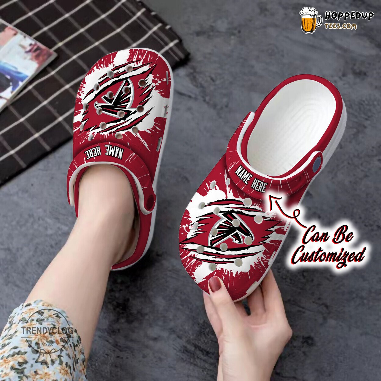 AFalcons Football Personalized Ripped Claw Themed Clog Shoes