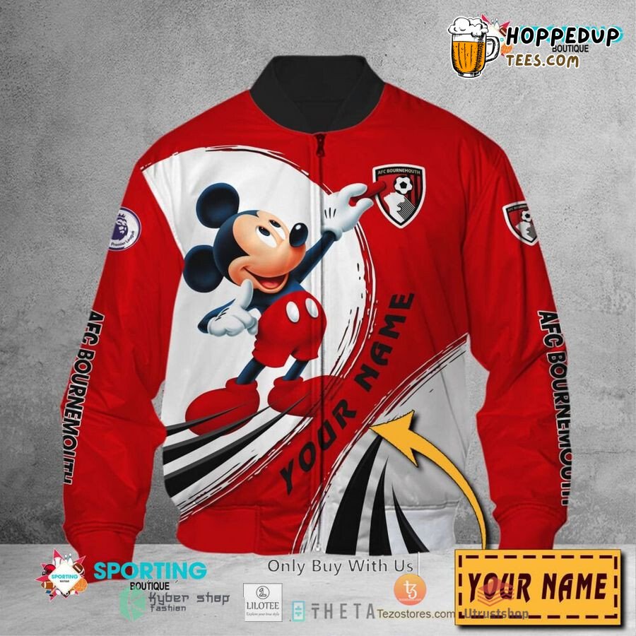 AFC Bournemouth Personalized Mickey Themed Bomber Jacket