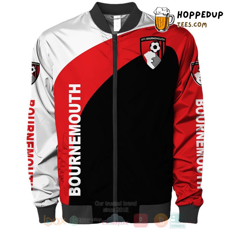 AFC Bournemouth White Red Contrast Football Bomber Jacket Fit