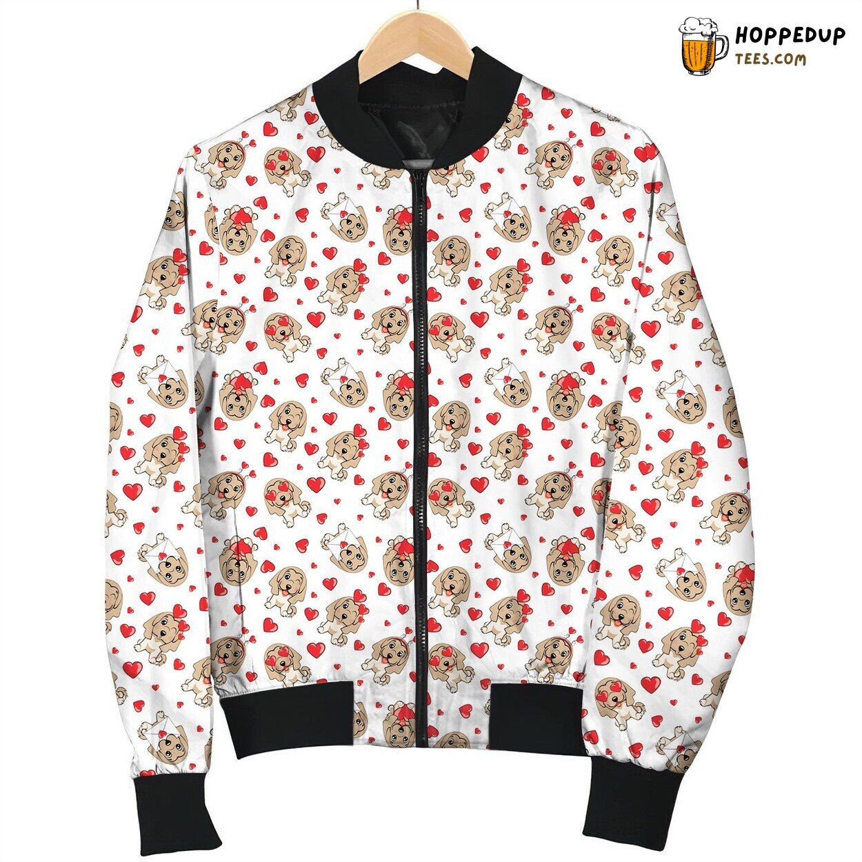 Afghan Hound Red Heart Bomber Jacket