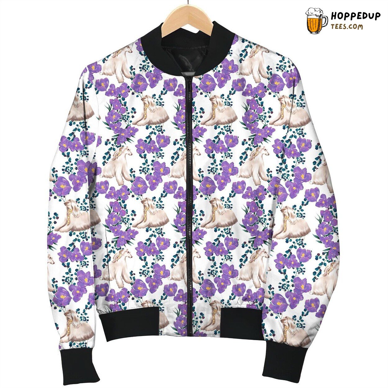 Afghan Hound Sitting Bomber Jacket