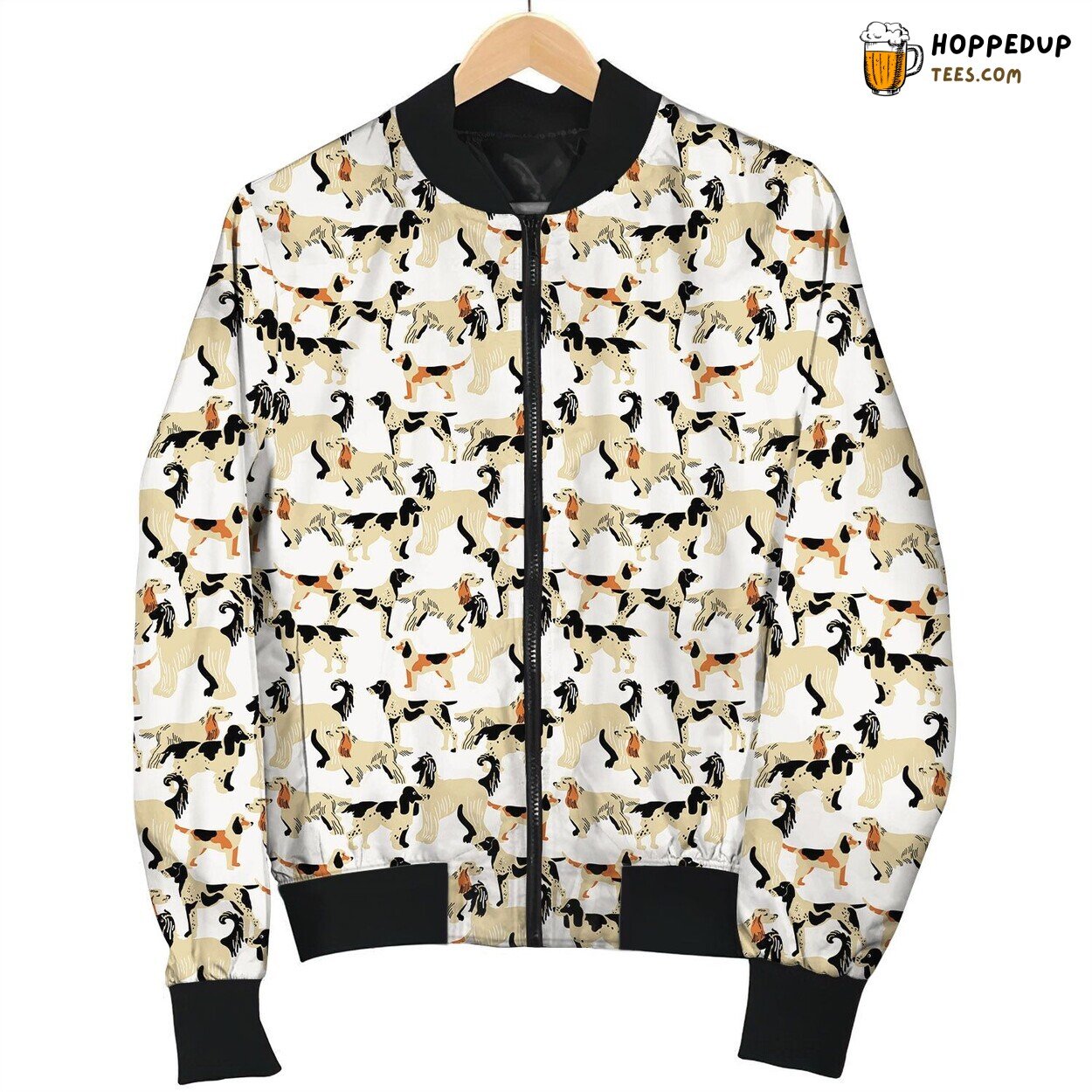 Afghan Hound White Pattern Bomber Jacket
