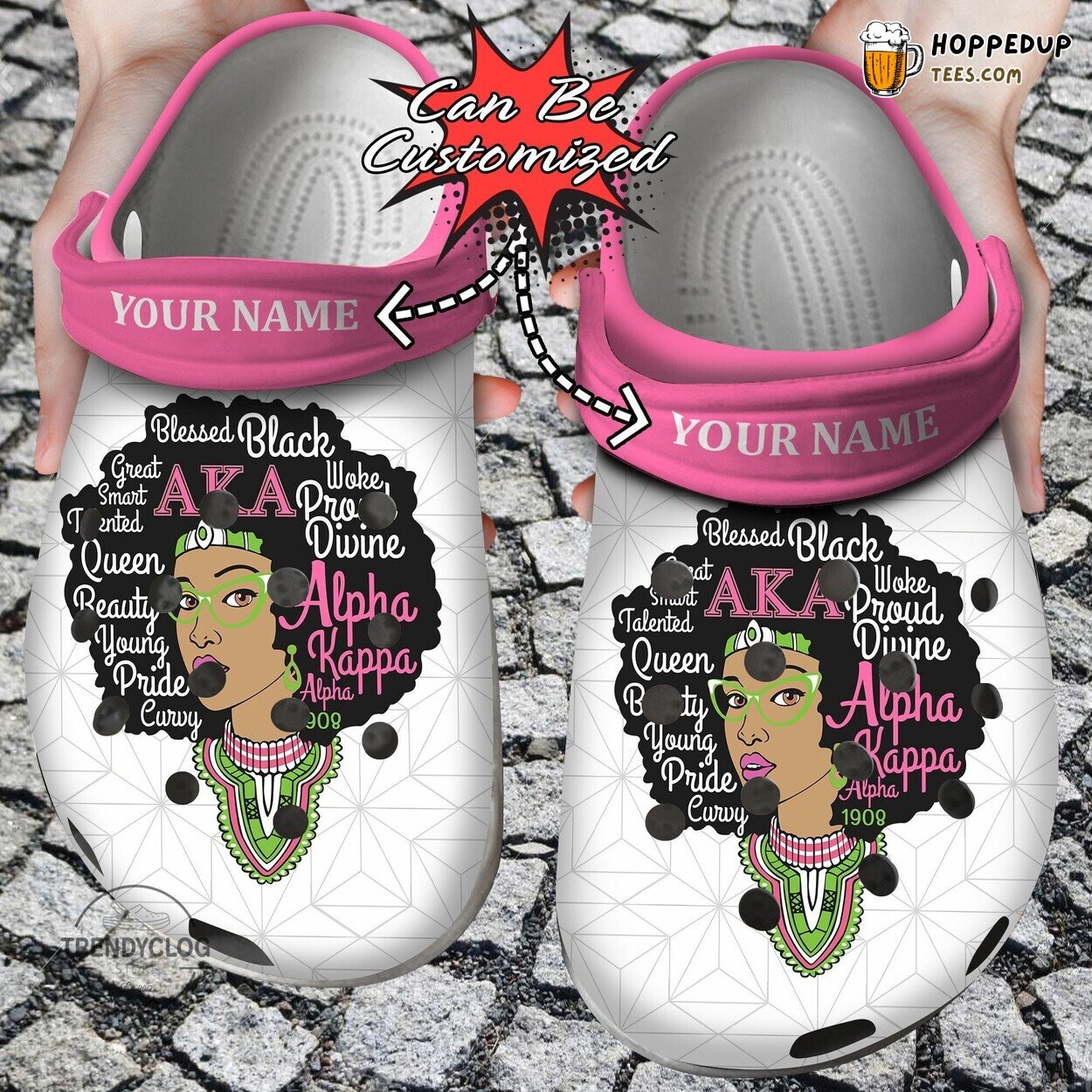 African American Alpha Kappa Alpha Queen Personalized Clog Shoes