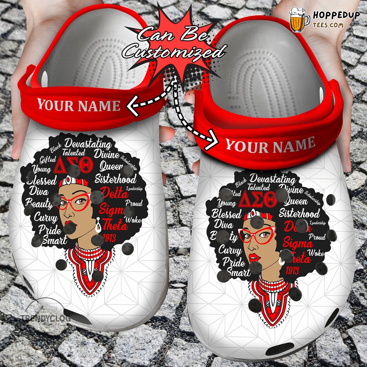 African American Delta Sigma Theta Queen Personalized Clog Shoes