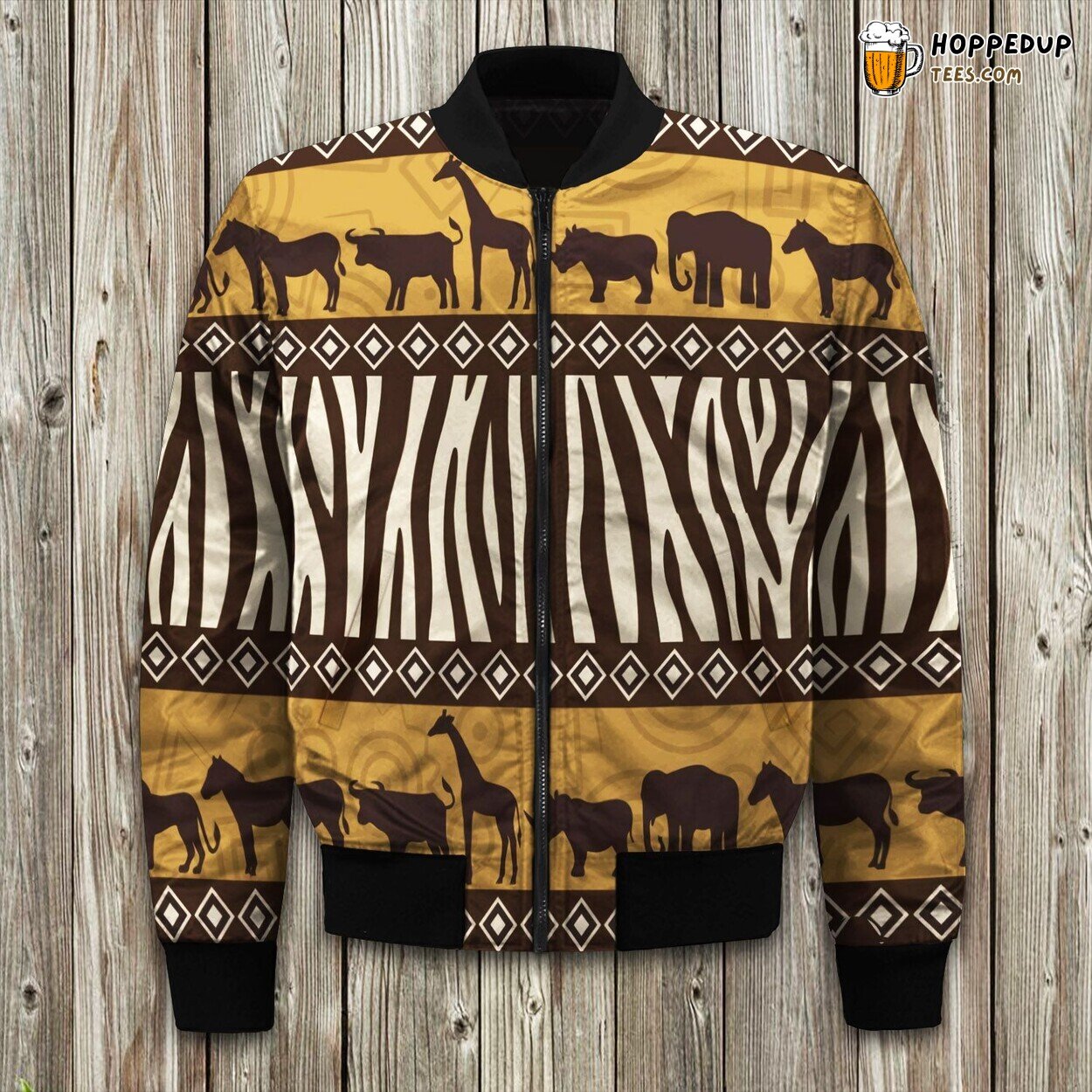 African Animal Motif Winter Bomber Jacket Tailored Precision Exclusive