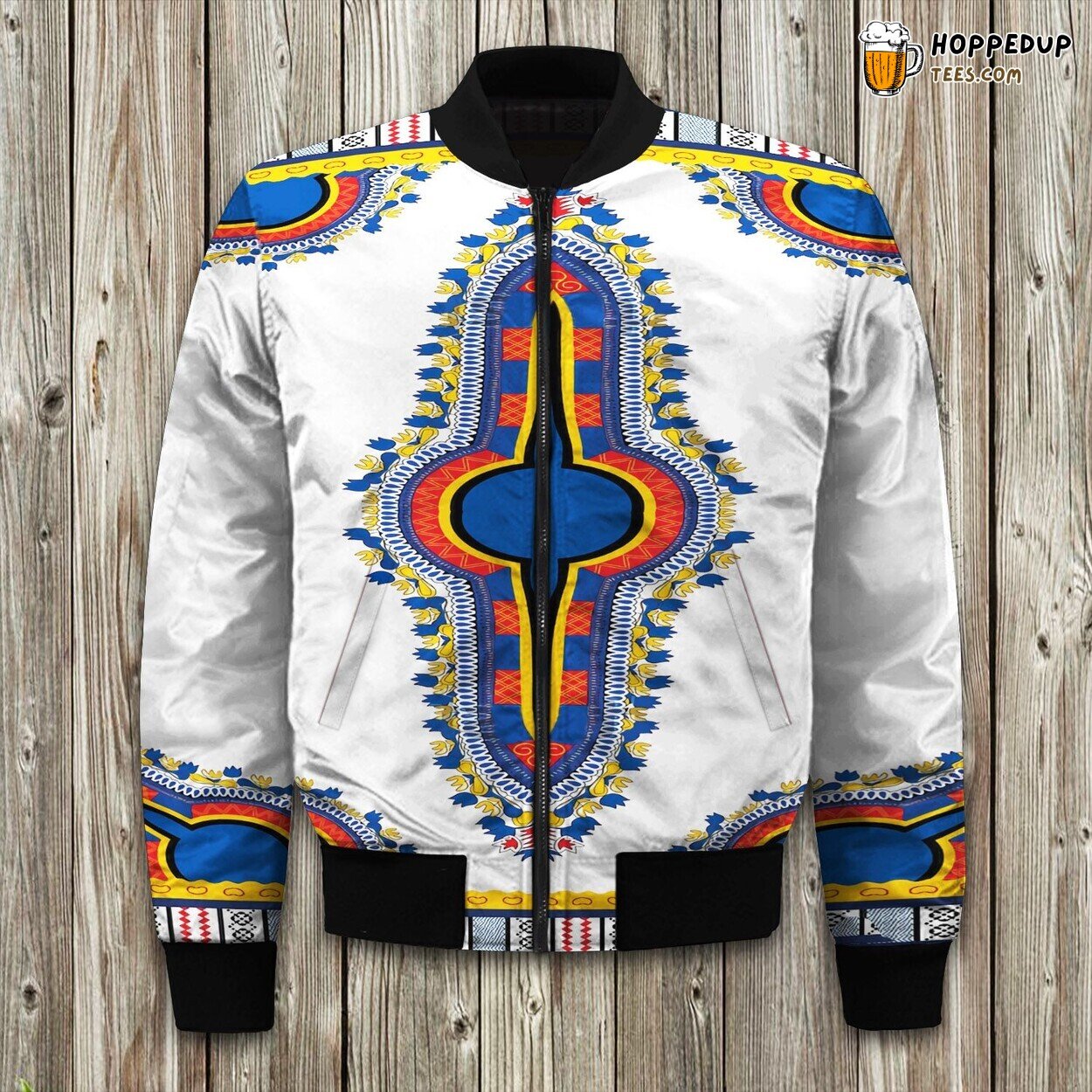 African Dashiki Pattern Winter Bomber Jacket Cultural Elegance Statement