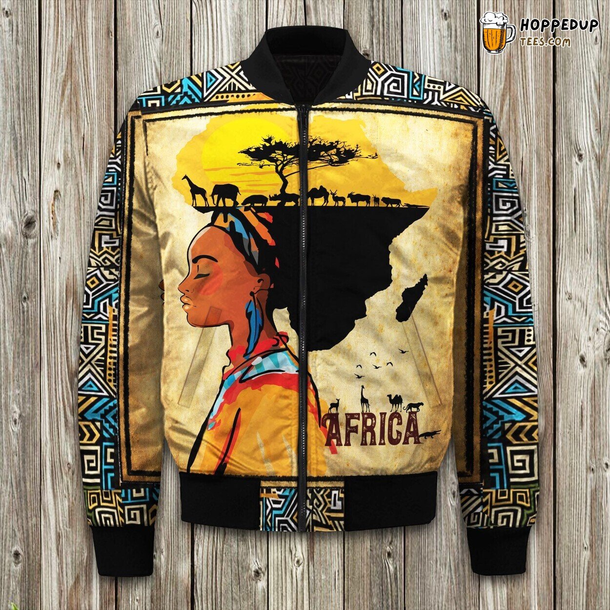African Girl Art Winter Bomber Jacket Premium Unique Craftsmanship Elegance
