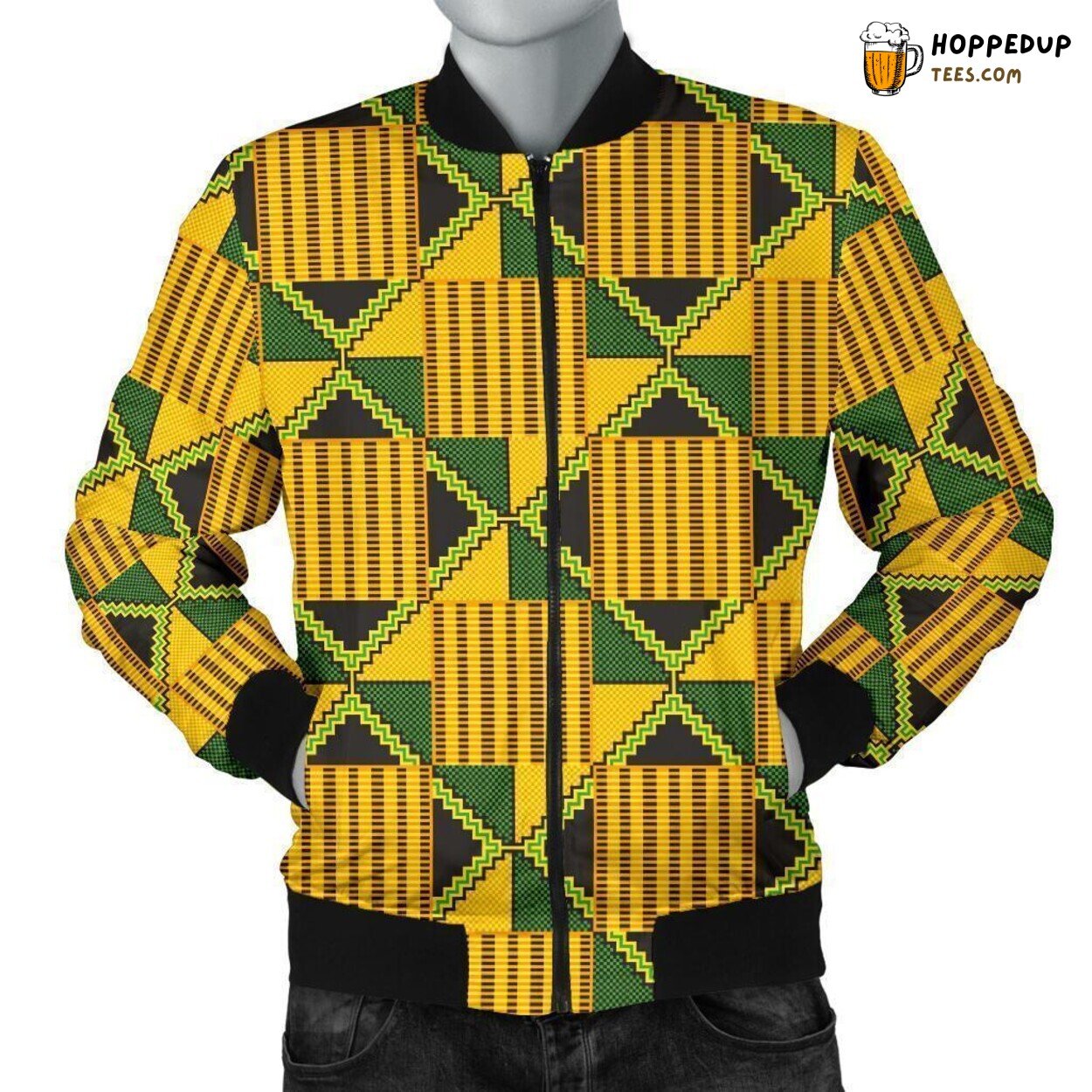African Kente Print Pattern Men’s Bomber Jacket Unique Style