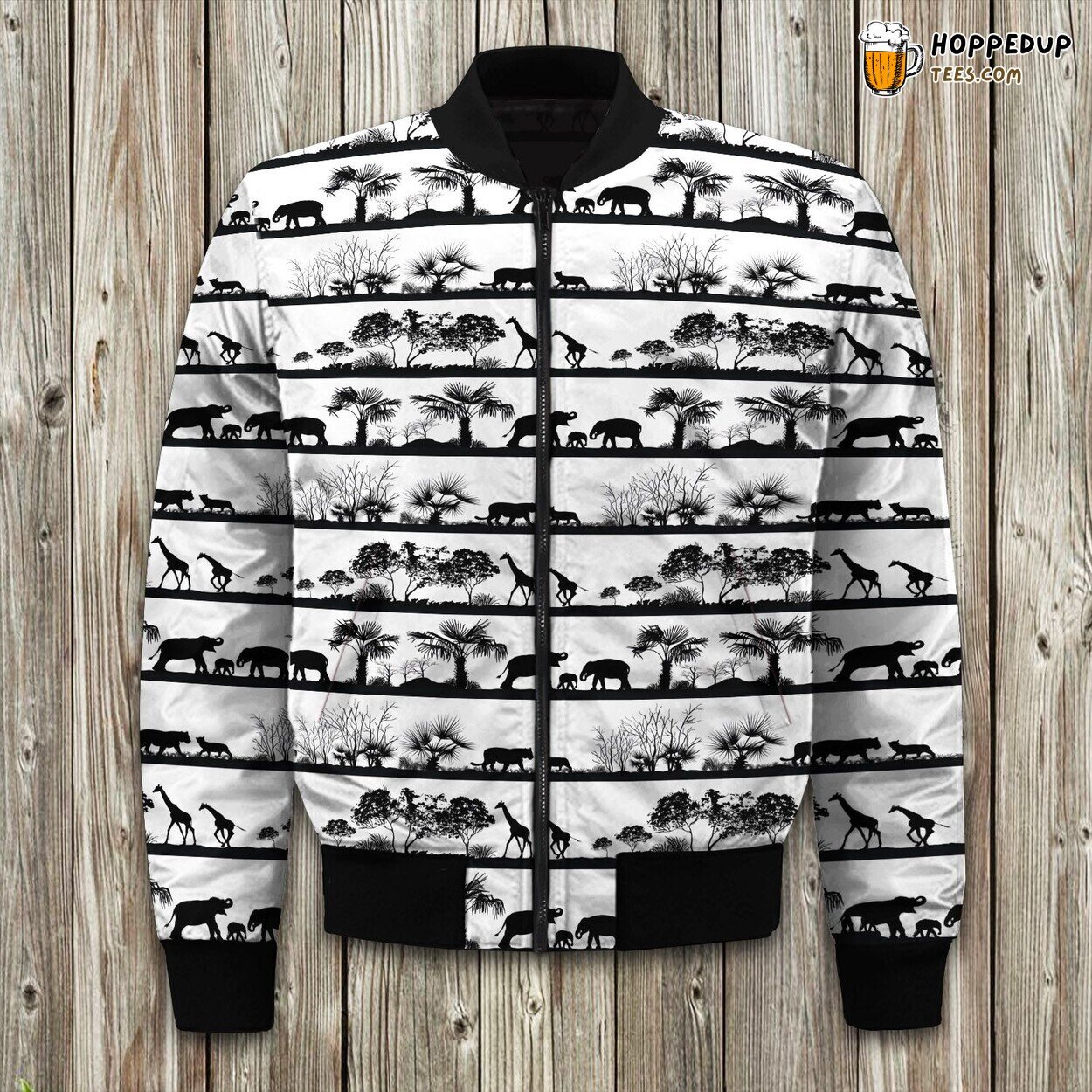 African Safari Motif Winter Bomber Jacket Exquisite Elegance Tailored