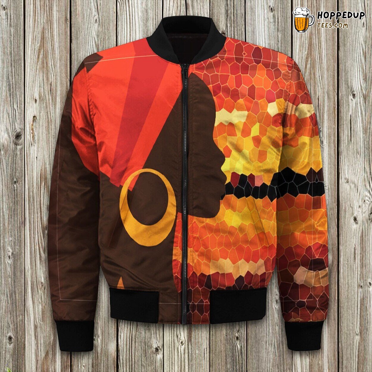 African Woman Art Winter Bomber Jacket Tailored Precision Unique Elegance