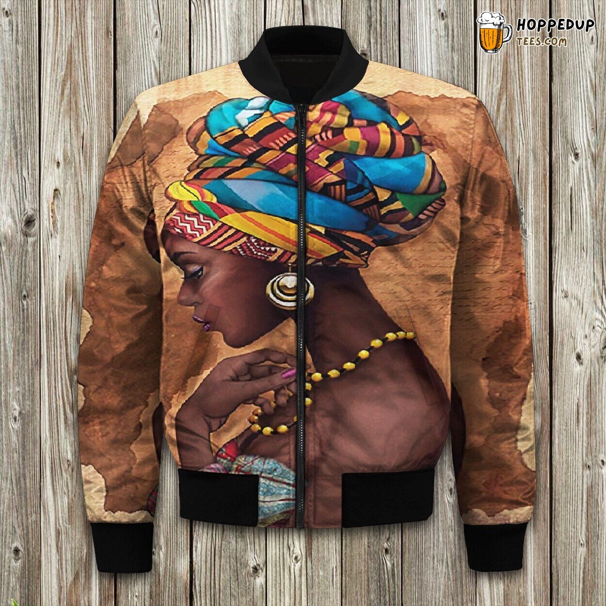 African Woman Cultural Tribute Winter Bomber Jacket Beauty of the Continent