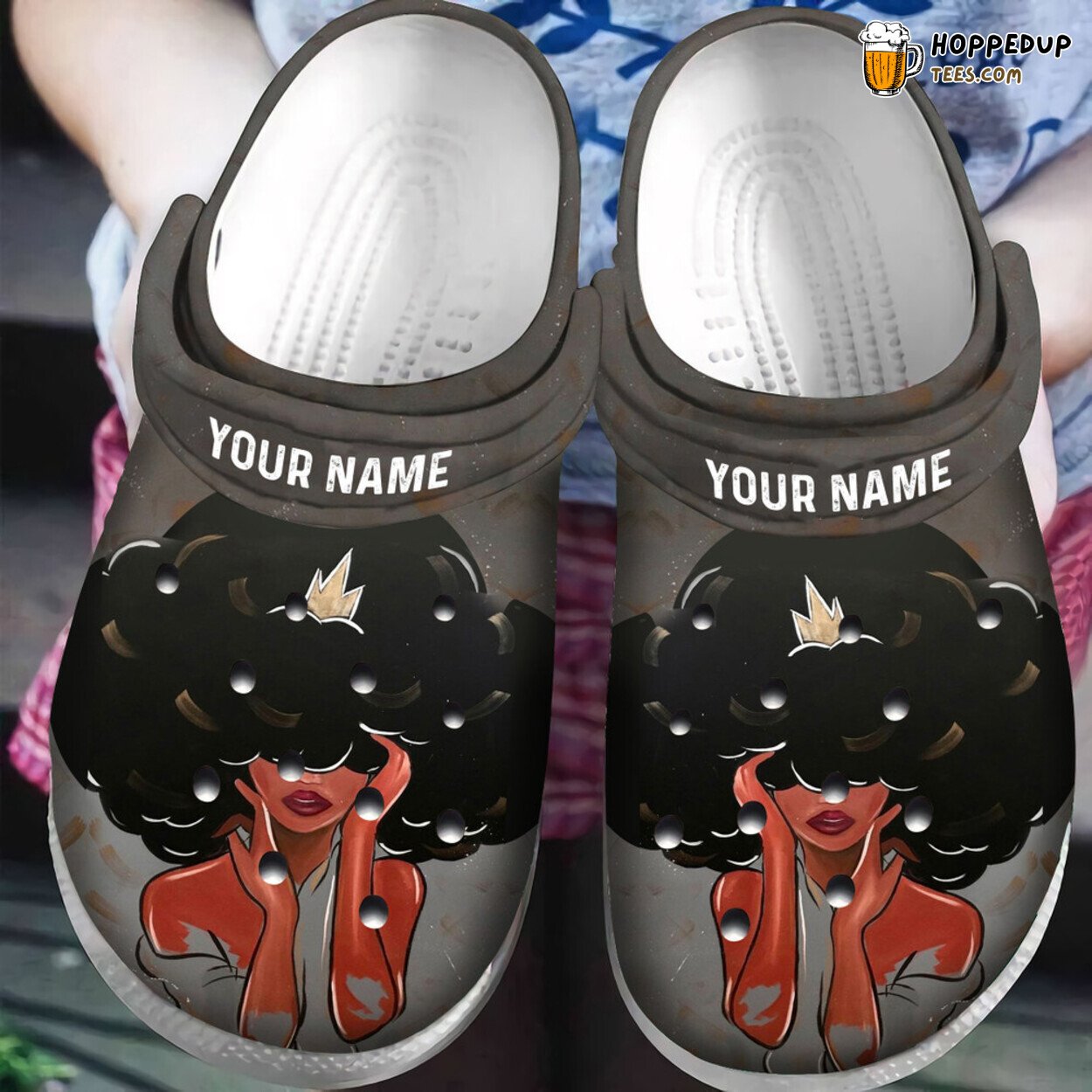 Afro Queen Black Girl African American Personalized Clogs Shoes